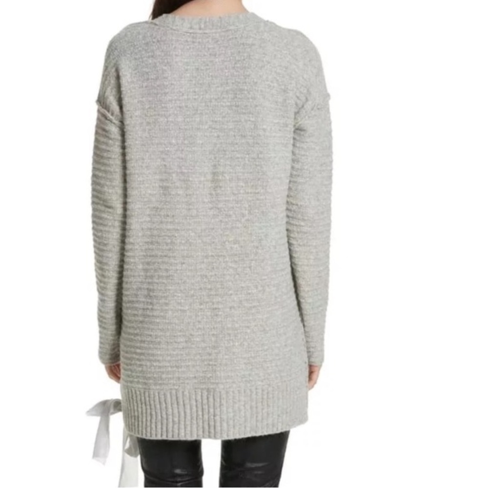 Free People Heart It Boho Side Lace Up Long V-Neck Sweater Dress Cozycore - Picture 2 of 15